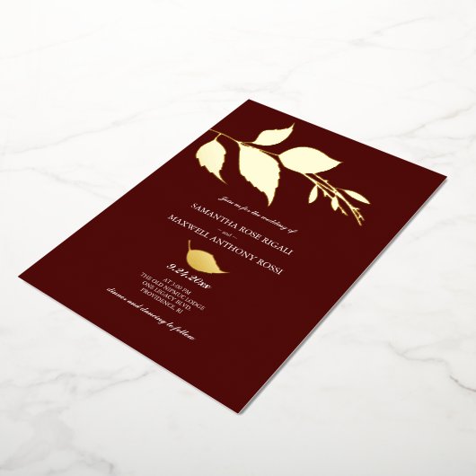 Invitations de mariage en Bourgogne et or (Rotation)