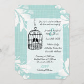 Invitations de mariage en cage à oiseaux turquoise (Devant / Derrière)