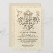 Invitations de mariage en cage pour inséparables v (Devant / Derrière)