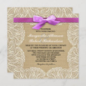 Invitations de mariage en dentelle blanche et en b (Devant / Derrière)