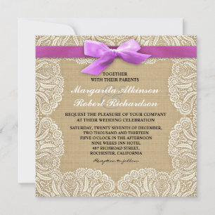 Invitations de mariage en dentelle blanche et en b
