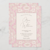 Invitations de mariage en dentelle rose (Devant / Derrière)