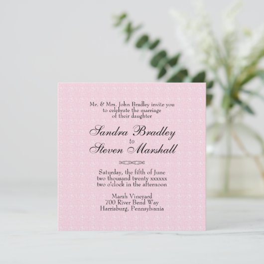 Invitations de mariage en dentelle rose (Debout devant)