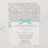 Invitations de mariage en dentelle Vintage Bleu (Devant / Derrière)