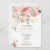 Invitations de mariage en espagnol rose (Devant)