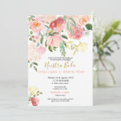 Invitations de mariage en espagnol rose (Debout devant)