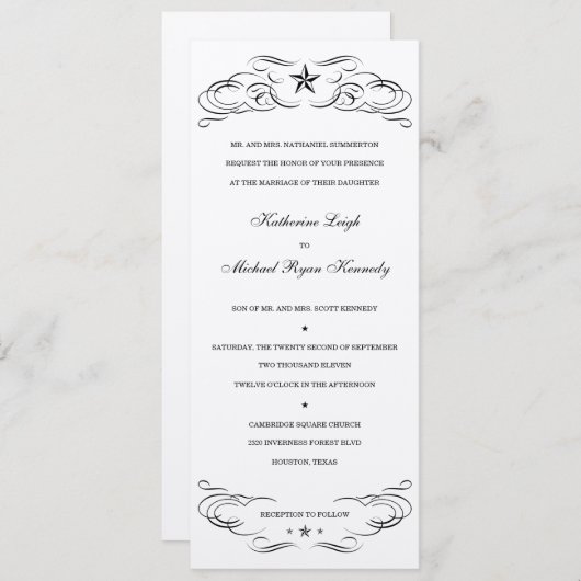 Invitations de mariage en étoile noire et champagn (Devant / Derrière)