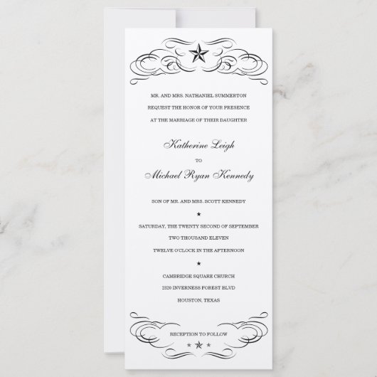 Invitations de mariage en étoile noire et champagn (Devant)