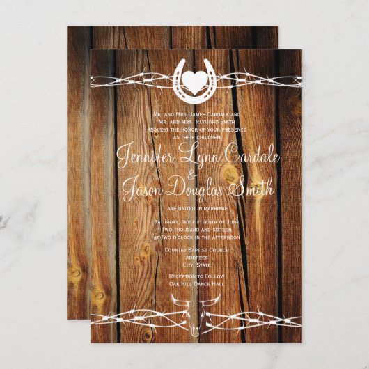 Invitations de mariage en fer à cheval à barbe rus (Devant / Derrière)