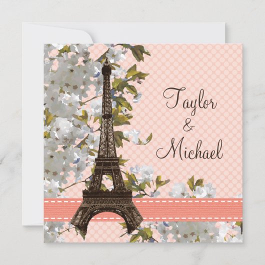 Invitations de mariage en fleurs de cerisiers de l (Devant)