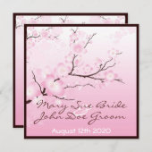 Invitations de mariage en fleurs de cerisiers rose (Devant / Derrière)