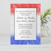 Invitations de mariage en marbre rouge blanc et bl (Debout devant)