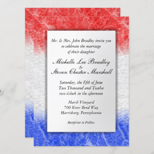 Invitations de mariage en marbre rouge blanc et bl