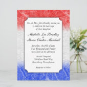 Invitations de mariage en marbre rouge blanc et bl (Debout devant)