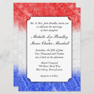Invitations de mariage en marbre rouge blanc et bl