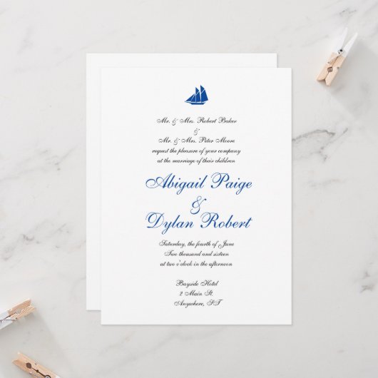Invitations de mariage "en mer" (Devant/Arrière en situation)