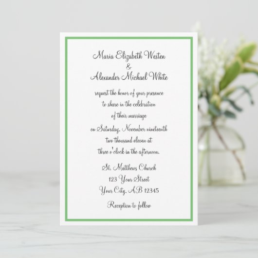 Invitations de mariage en mode vert (Debout devant)