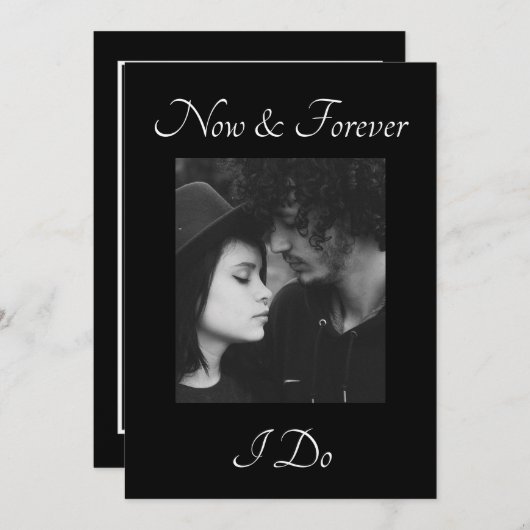 Invitations de mariage en noir et blanc simple (Devant / Derrière)