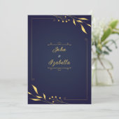 Invitations de mariage en or et bleu marine (Debout devant)