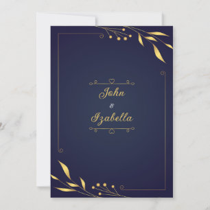 Invitations de mariage en or et bleu marine