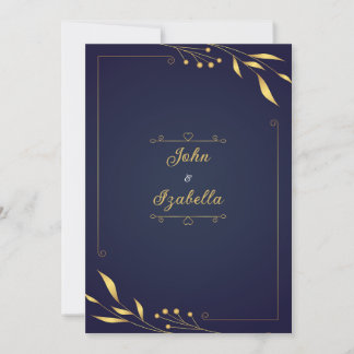 Invitations de mariage en or et bleu marine