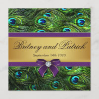 Invitations de mariage en plumes de paquebot viole