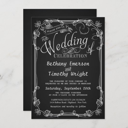 Invitations de mariage en tableau de bord (Devant / Derrière)