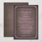 Invitations de mariage en tableau de bord rose et (Devant / Derrière)