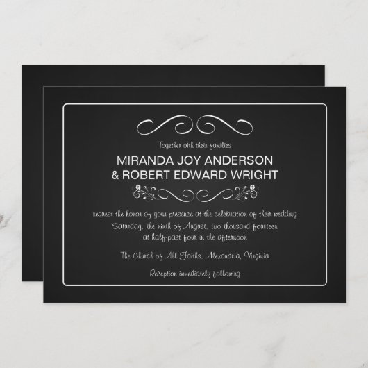 Invitations de mariage en tableau de bord simples  (Devant / Derrière)