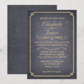 Invitations de mariage en tableau noir et or (Devant / Derrière)