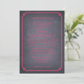 Invitations de mariage en tableau noir et rose (Debout devant)