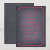Invitations de mariage en tableau noir et rose (Devant / Derrière)