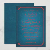 Invitations de mariage en tableau rouge et bleu (Devant / Derrière)