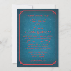 Invitations de mariage en tableau rouge et bleu