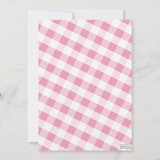 Invitations de mariage en toile En vichy rose et b (Dos)