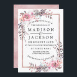 Invitations de mariage encadrées d'or Blush & Rose<br><div class="desc">Blush & Rose Gold encadré Floral Watercolor invitations de mariage Avec police de script de brosse tendance! ~ Regardez ma boutique pour voir l'ensemble de la suite mariage pour ce design!</div>