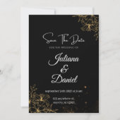 Invitations de mariage esthétique noir et orange (Devant)