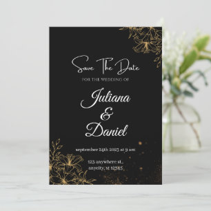 Invitations de mariage esthétique noir et orange