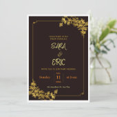 Invitations de mariage esthétique rouge foncé et o (Debout devant)