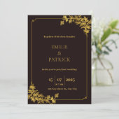 Invitations de mariage esthétique rouge foncé et o (Debout devant)