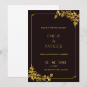 Invitations de mariage esthétique rouge foncé et o (Devant / Derrière)