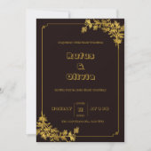 Invitations de mariage esthétique rouge foncé et o (Devant)