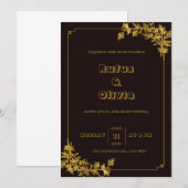 Invitations de mariage esthétique rouge foncé et o (Devant / Derrière)
