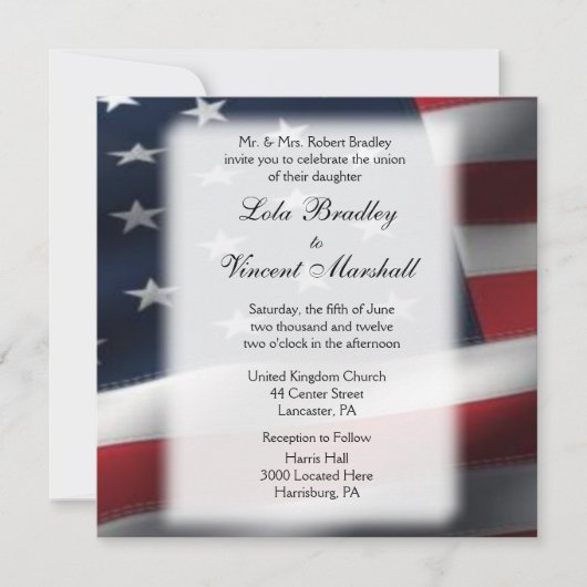 Invitations de Mariage et de réception du drapeau  (Devant)