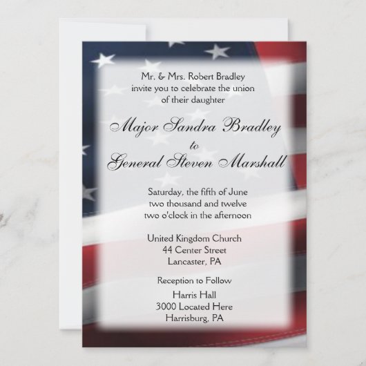 Invitations de Mariage et de réception du drapeau  (Devant)