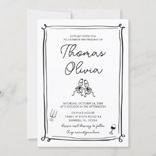 Invitations de mariage fantasque dessinées à la ma