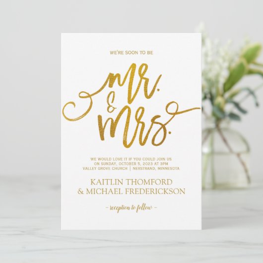 Invitations de mariage Faux Gold Foil | Script de (Debout devant)
