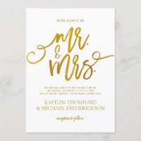 Invitations de mariage Faux Gold Foil | Script de