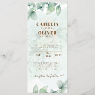 Invitations de mariage Feuilles Eucalyptus Digital
