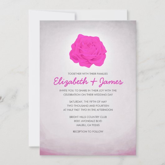 Invitations de mariage flamboyant et rose chaud (Devant)